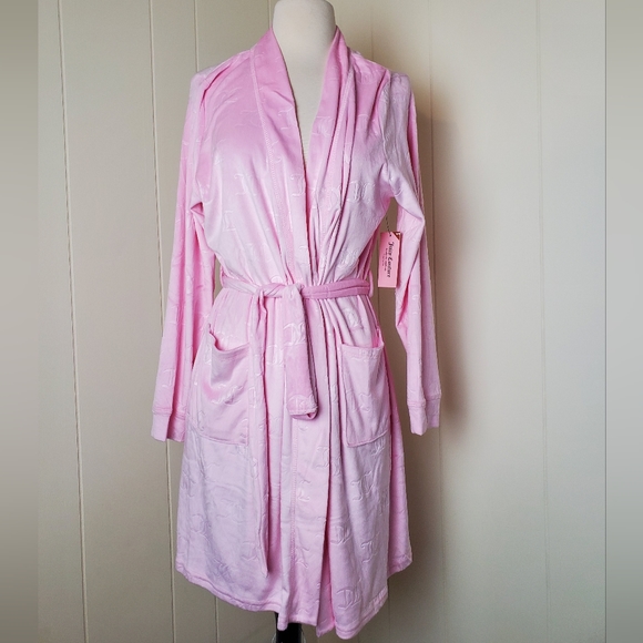 JUICY COUTURE baby pink velour embossed robe - Picture 1 of 5